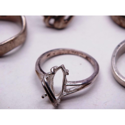 381 - FIVE SILVER RINGS