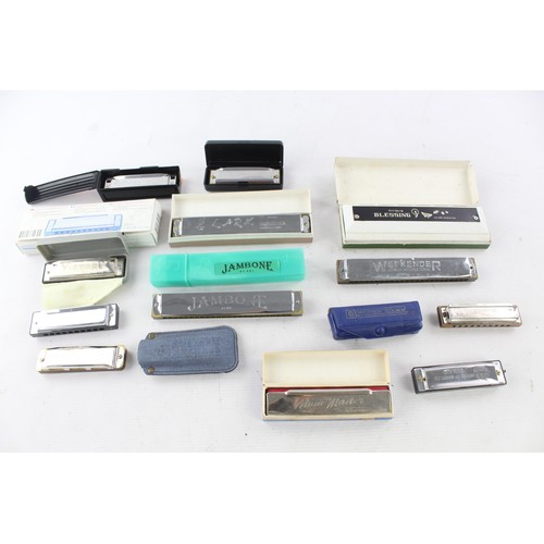 539 - 12 x Vintage Harmonicas Inc Lark, Jawbone, Rocket Music Etc