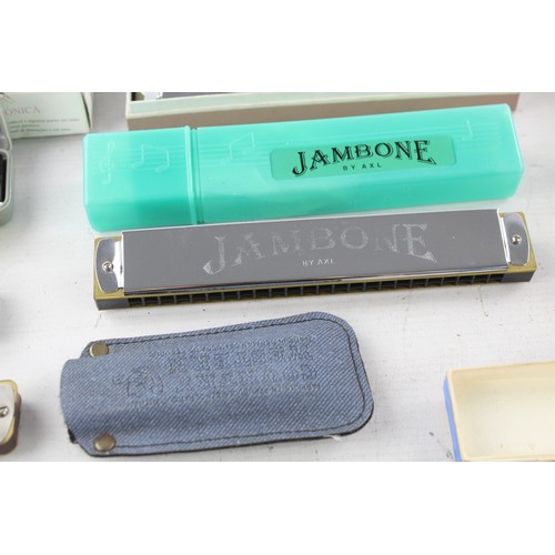 539 - 12 x Vintage Harmonicas Inc Lark, Jawbone, Rocket Music Etc