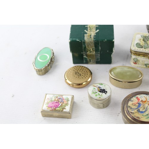 551 - 20 x Vintage Decorative TRINKET / PILL Boxes Inc Porcelain, Shell Etc