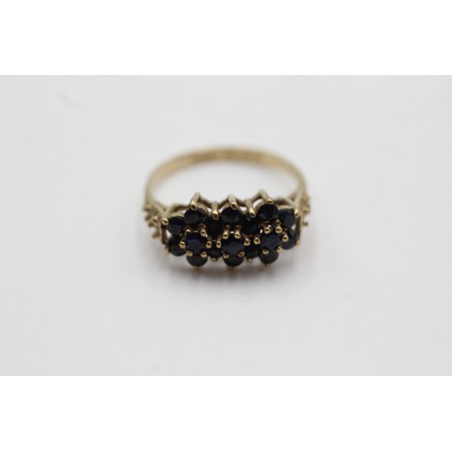 556 - 9ct gold vintage sapphire fancy ring (2.1g) size L