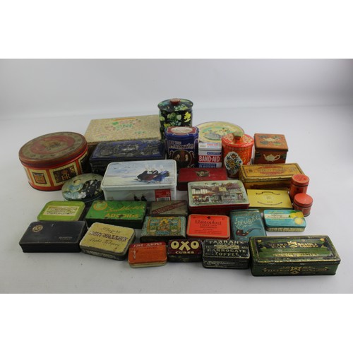 575 - 30 x Assorted Vintage Advertising Tins Inc Huntley & Palmers, Parkinson Etc