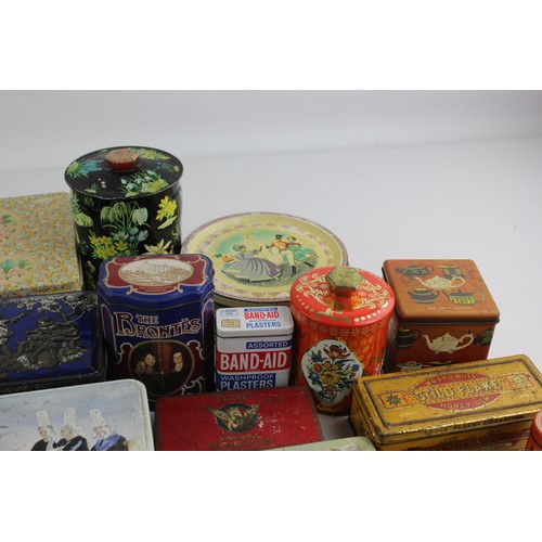 575 - 30 x Assorted Vintage Advertising Tins Inc Huntley & Palmers, Parkinson Etc