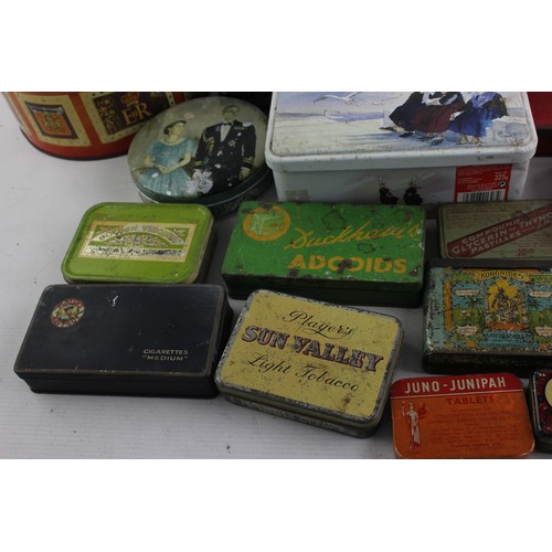 575 - 30 x Assorted Vintage Advertising Tins Inc Huntley & Palmers, Parkinson Etc