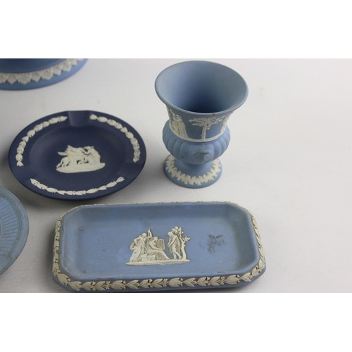 603 - 7 x Wedgewood Jasperware Inc Vase, Trinket Box, Bowl Etc