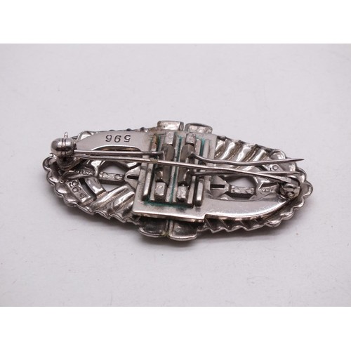 65 - VINTAGE ART DECO DUETTE PASTE DRESS CLIP BROOCH HALLMARKED 596