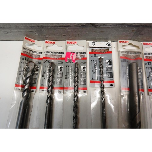 104 - 15 x ASSORTED BOSCH SILVER PERCUSSION DRILL BITS 5mm- 16mm