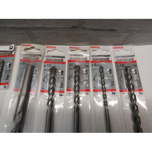 104 - 15 x ASSORTED BOSCH SILVER PERCUSSION DRILL BITS 5mm- 16mm