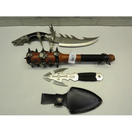 67 - TWO FUTURISTIC KNIFE AND ONE COMBAT FIGHTING CLUB