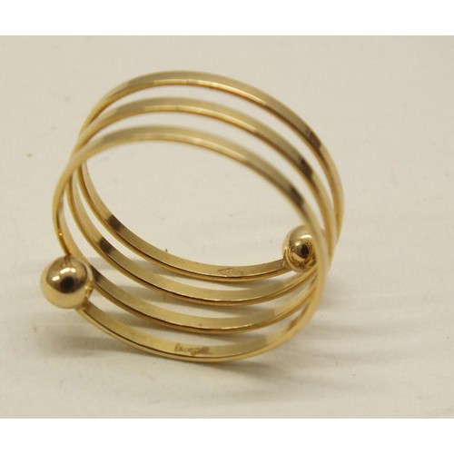 239 - 9ct GOLD SPIRAL RING SIZE... WEIGHT 2g - SIGNED BY JEWELLERY DESIGNER, SIZE N