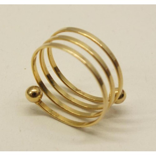 239 - 9ct GOLD SPIRAL RING SIZE... WEIGHT 2g - SIGNED BY JEWELLERY DESIGNER, SIZE N