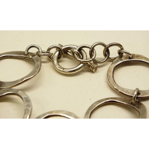 242 - STERLING SILVER OPEN CIRCLES LINKED BRACELET - 7