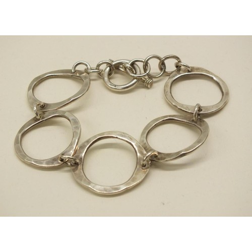 242 - STERLING SILVER OPEN CIRCLES LINKED BRACELET - 7