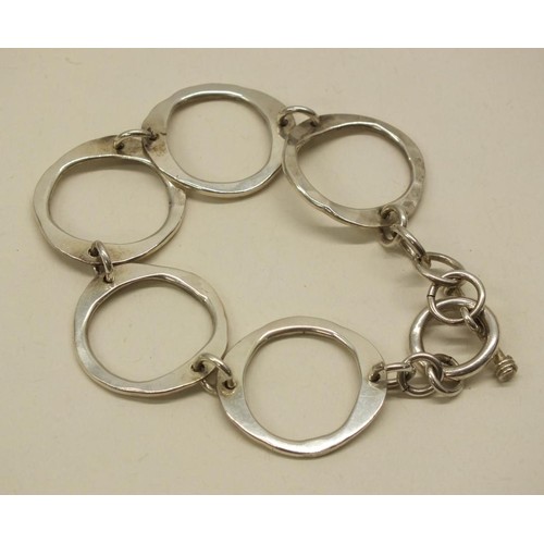 242 - STERLING SILVER OPEN CIRCLES LINKED BRACELET - 7