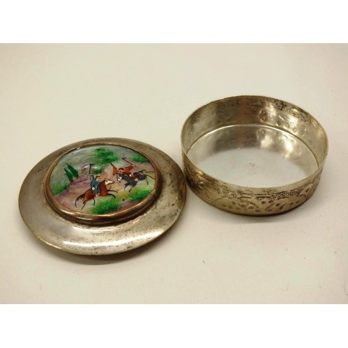 243 - TWO VINTAGE PERSIAN WHITE METAL SNUFF/PILL BOXES