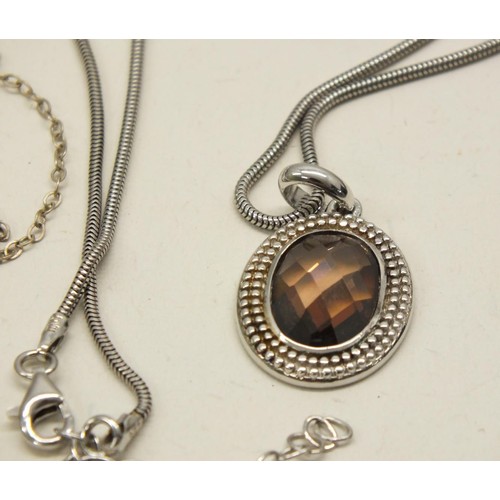 246 - TWO 925 SILVER NECKLACES INCLUDES TIGER EYE