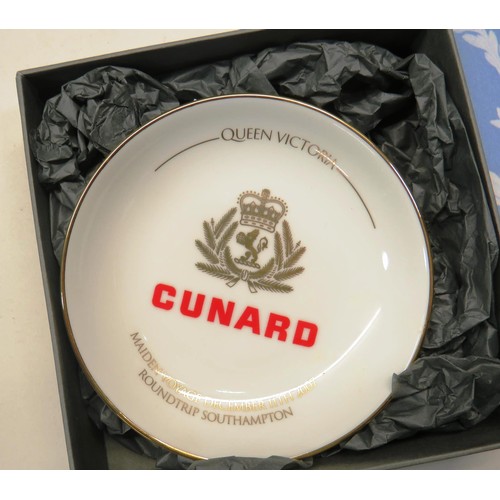 164 - WEDGEWOOD CUNARD PIN TRAY- BOXED AND FOUR BOXED RIEDEL MIRAGE/666/15 GLASS CANDLESTICKS