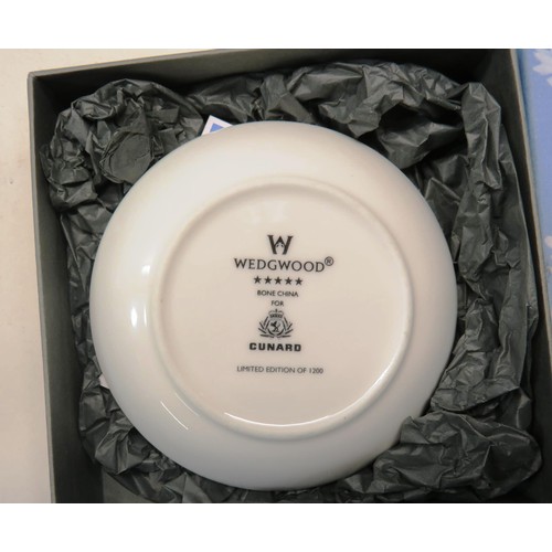 164 - WEDGEWOOD CUNARD PIN TRAY- BOXED AND FOUR BOXED RIEDEL MIRAGE/666/15 GLASS CANDLESTICKS