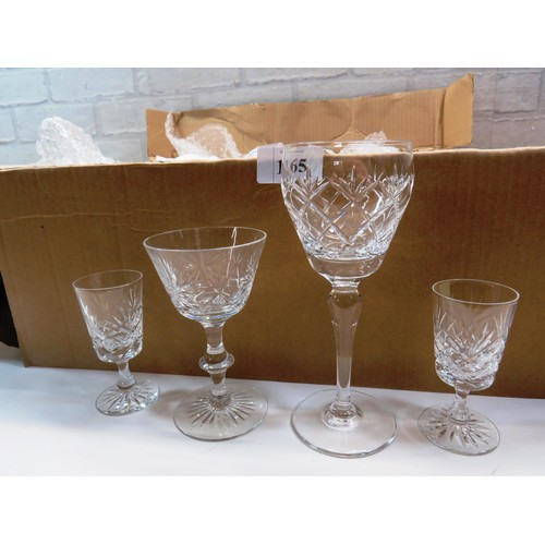 165 - QUALITY CRYSTAL CUT GLASSES INCLUDES WINE AND SHERRY