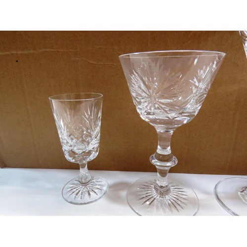 165 - QUALITY CRYSTAL CUT GLASSES INCLUDES WINE AND SHERRY