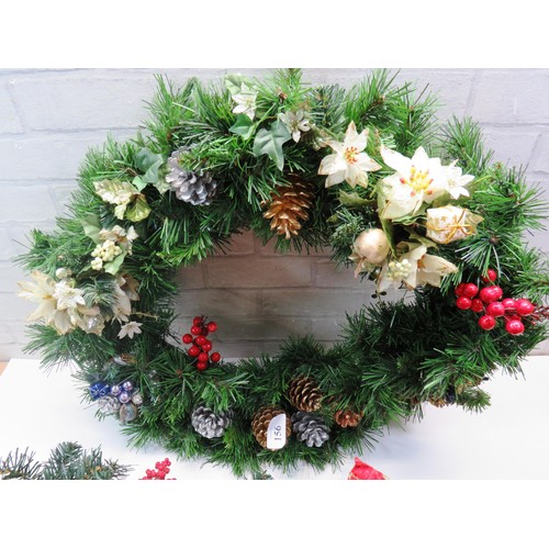 156 - LARGE CHRISTMAS WREATH AND TWO LARGE DOOR HANGINGS