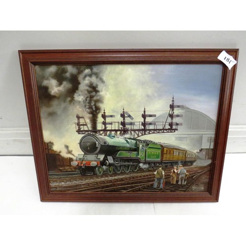 184 - ORIGINAL OIL PAINTING D49 HUNT CLASS STEAM LOCOMOTIVE 