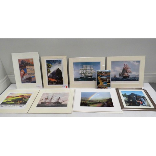 194 - SEVEN FRAMED PRINTS & A METAL RAILWAY SIGN, INCLUDES RAILWAY POSTER PRINTS