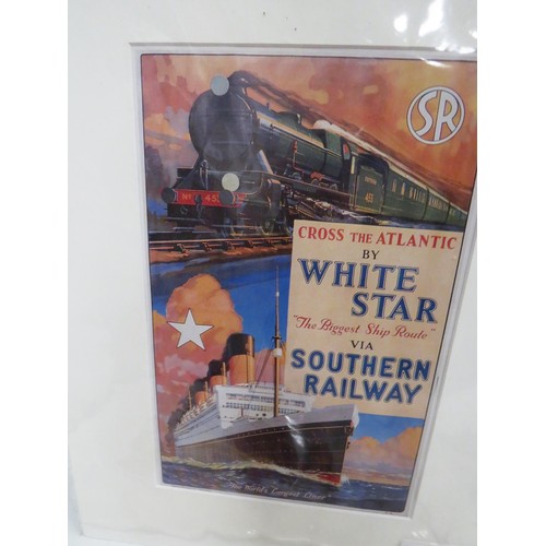 194 - SEVEN FRAMED PRINTS & A METAL RAILWAY SIGN, INCLUDES RAILWAY POSTER PRINTS