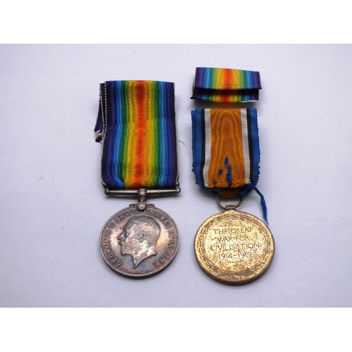 283 - WWI MEDAL PAIR WITH LONG ORIGINAL RIBBONS AWARDED TO - 31144 PTE. LEONARD PAYS. BEDFORSHIRE. YEOMANR... 