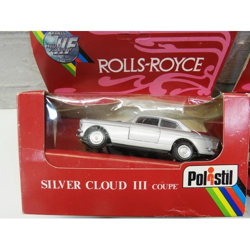 327 - FOUR DIECAST ROLLS ROYCE SOLIDO AND POLISTIL