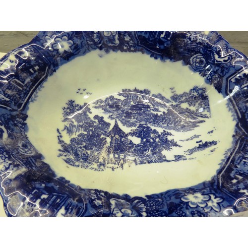 290 - VICTORIA WARE BLUE AND WHITE WASH BOWL AND JUG