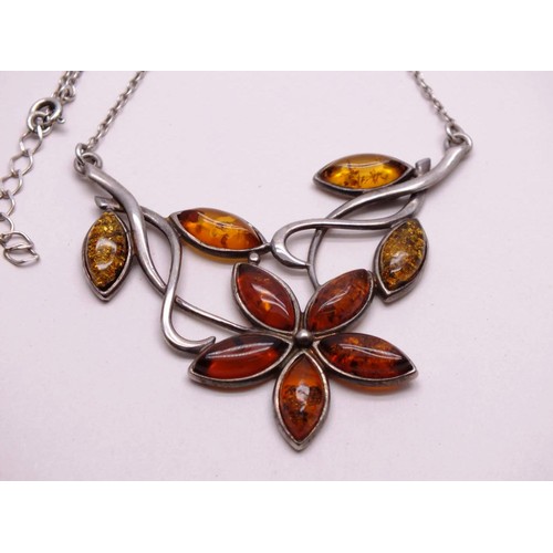 13 - SILVER & BALTIC AMBER 3 PIECE SET