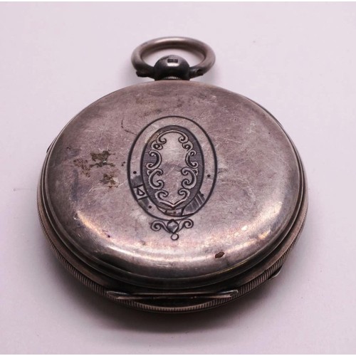 25 - LARGE VICTORIAN SILVER CHRONOGRAPH POCKET WATCH 1893