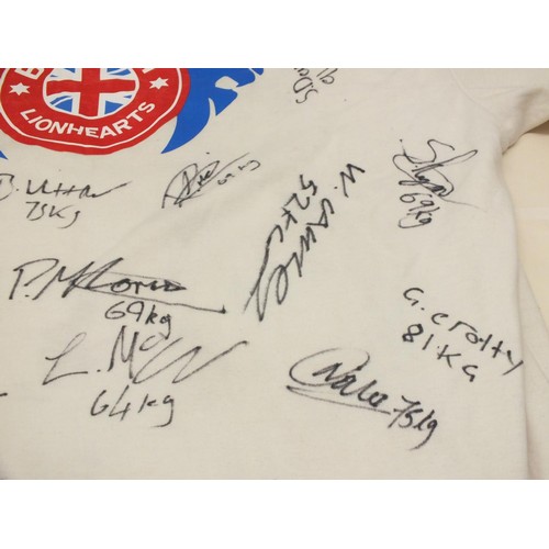 26 - BRITISH LION HEART MULTI SIGNED T SHIRT 24 NAMES INCLUDING OLYMPIC