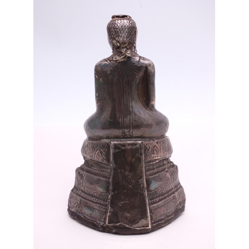 61 - ANTIQUE SILVER MOUNTED BUDDHA FIGURE