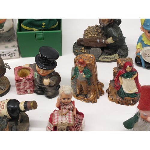 209 - COLLECTION OF MUCH LOVED LEPRECHAUN FIGURES INCLUDES LOONEY LEPRECHAUN BOXED CRUET SET