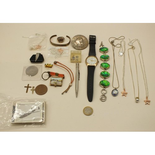 212 - MISC COLLECTABLES INCLUDES JEWELLERY, COINS, WATCH ETC