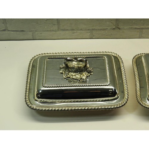 180 - TWO VINTAGE SILVER  PLATE ENTREE LIDDED SERVING DISHES