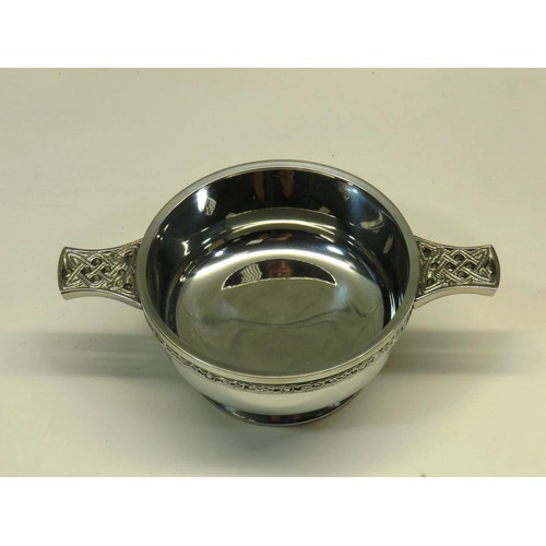 184 - THE HIGHLAND QUAICH CELTIC DESIGN BOXED WITH CARTIFICATE