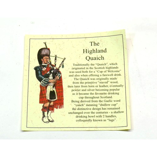 184 - THE HIGHLAND QUAICH CELTIC DESIGN BOXED WITH CARTIFICATE