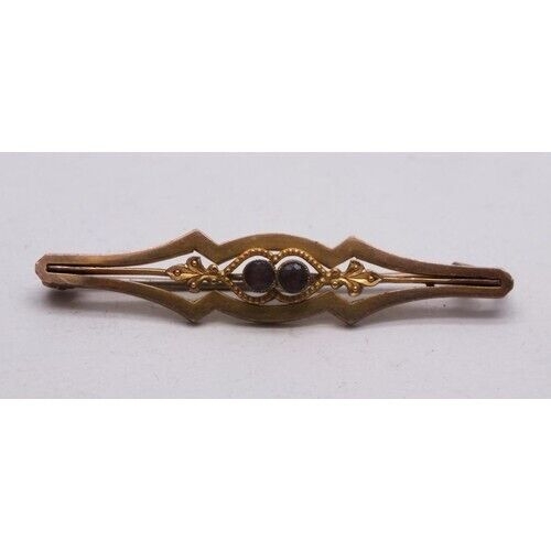 265 - VICTORIAN PINCHBECK & AMETHYST BAR BROOCH 5cm