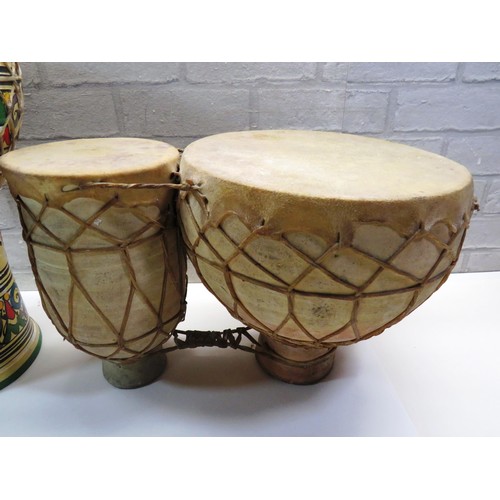 192 - THREE EARTHENWARE DRUMS