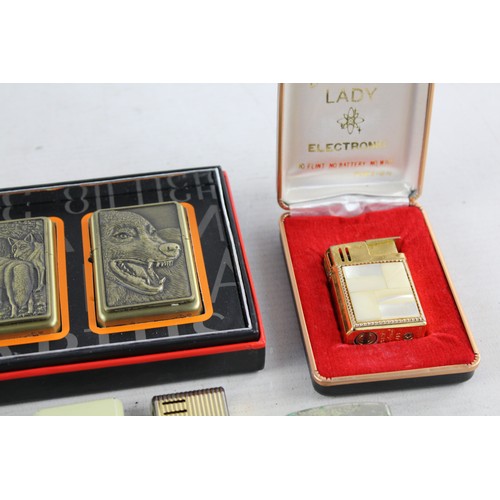 417 - 18 x Assorted Vintage BRANDED Cigarette LIGHTERS Inc Champ, Win, Hadson, Earth