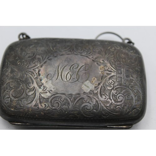 529 - Antique Hallmarked 1912 Birmingham STERLING SILVER Ladies Coin Purse / Bag (54g)