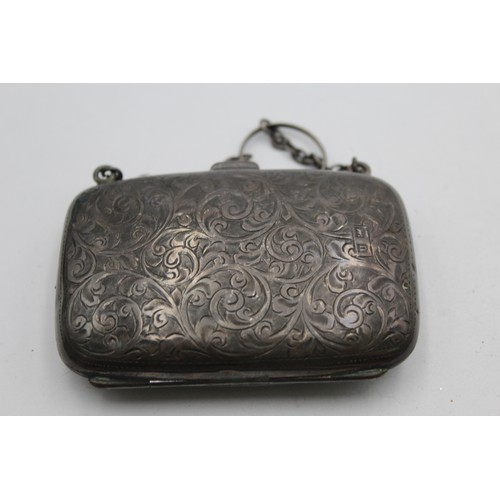 529 - Antique Hallmarked 1912 Birmingham STERLING SILVER Ladies Coin Purse / Bag (54g)