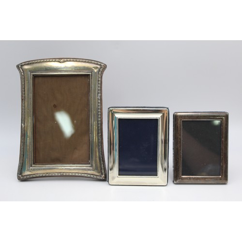 537 - 3 x Assorted Vintage Hallmarked .925 STERLING SILVER Photograph Frames (446g)