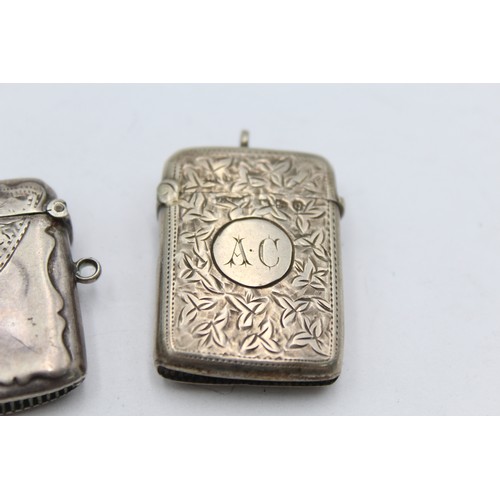 551 - 2 x Antique / Vintage Hallmarked .925 STERLING SILVER Vesta / Match Cases (28g)