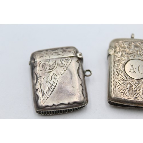 551 - 2 x Antique / Vintage Hallmarked .925 STERLING SILVER Vesta / Match Cases (28g)