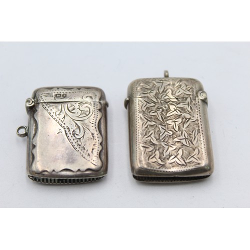 551 - 2 x Antique / Vintage Hallmarked .925 STERLING SILVER Vesta / Match Cases (28g)