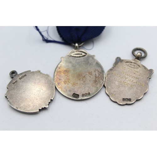 561 - 3 x Antique / Vintage Hallmarked .925 STERLING SILVER Fobs / Medallions (27g)